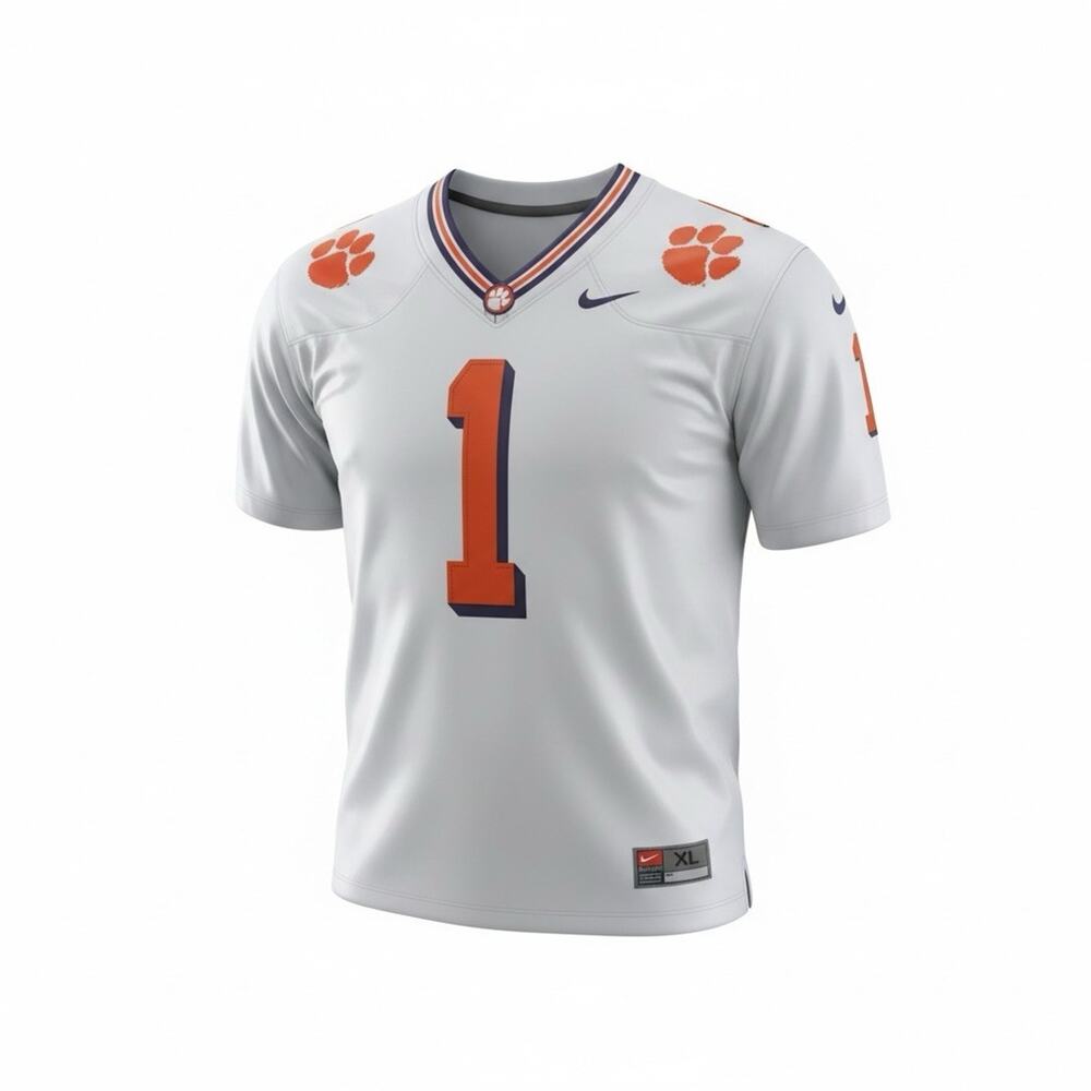 Vintage 00s Nike NCAA Clemson Tigers #1 Mesh Football Away Jersey Men’s XL White
